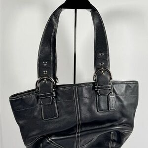 Vintage COACH Black Leather Soho Handbag Shoulder Purse 9544